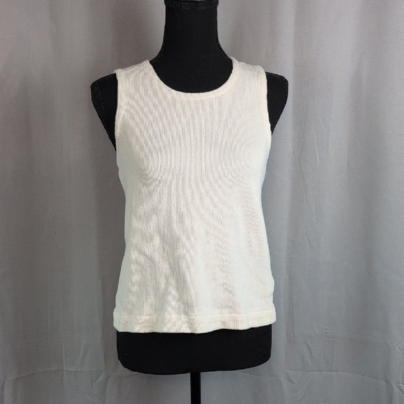 Madewell Cream Ribbed Sleeveless Tank Top - Picture 1 of 9